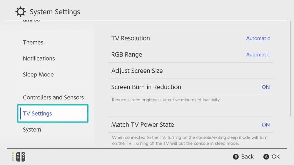 Setting nintendo switch to 2025 tv