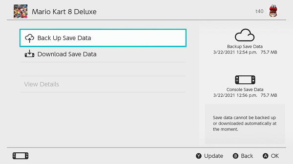 Backup code best sale nintendo