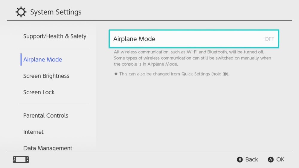 Soporte de Nintendo How to Turn Airplane Mode On Off